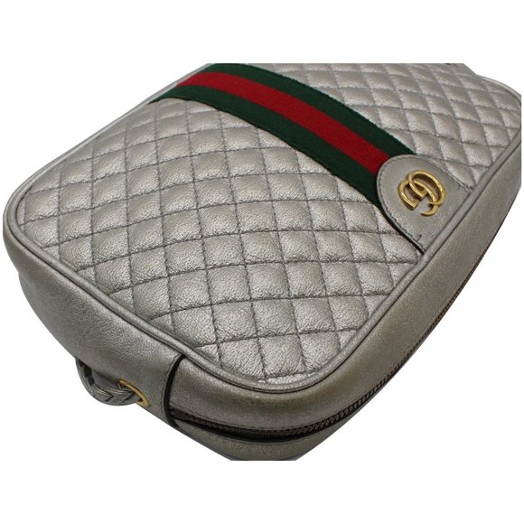 GUCCI  GG Small Quilted Leather Shoulder Bag Metallic Silver 541051 - Picture 7 of 12